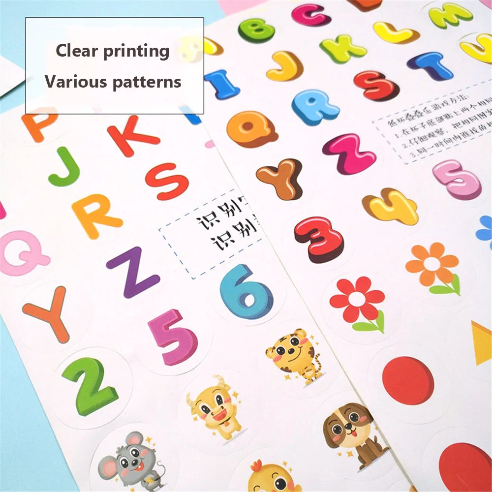 2Pcs/set Children Learning Cognition Digital Animal Letter Shape Stickers Kindergarten Teaching Aid English Alphabet Sticker