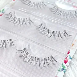 NEW 3pair 4D mink lashes natural short long invisible thin band fake lashes curl soft eyelashes extension Beauty