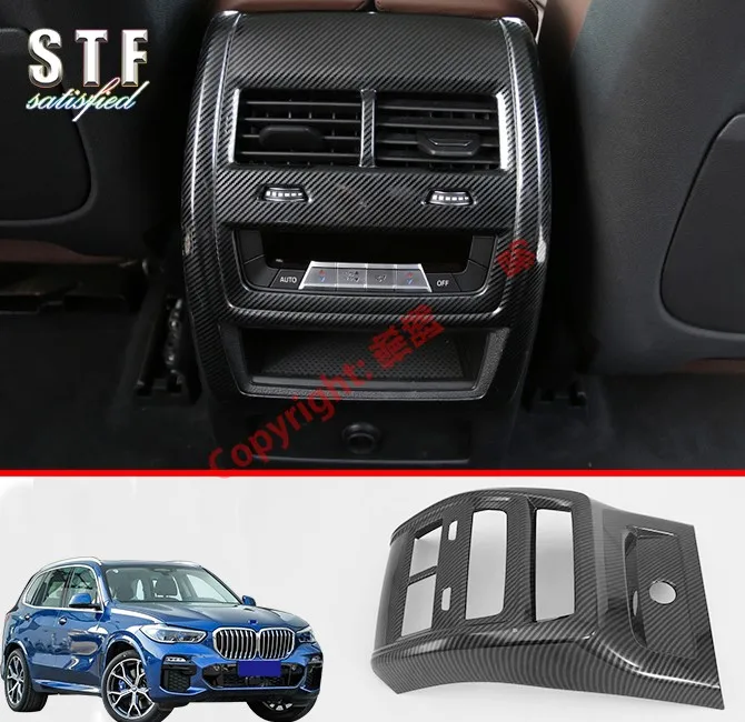 

Carbon Fiber Style Interior Rear Air-Condition Vent Outlet Cover Trim For BMW X5 G05 2019 2020 Car Accessories Stickers