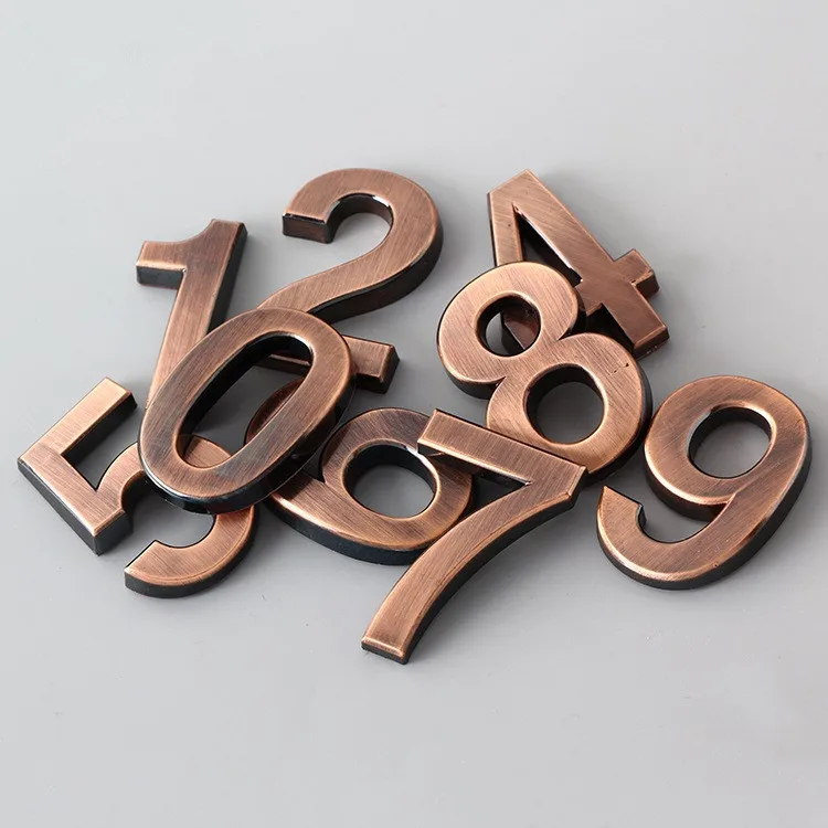 1pc 3D Numeral Door Plaque House Drawer Sign Plating Gate Digits 0 to 9 Plastic Number Tag Hotel Home Sticker Address Door Label