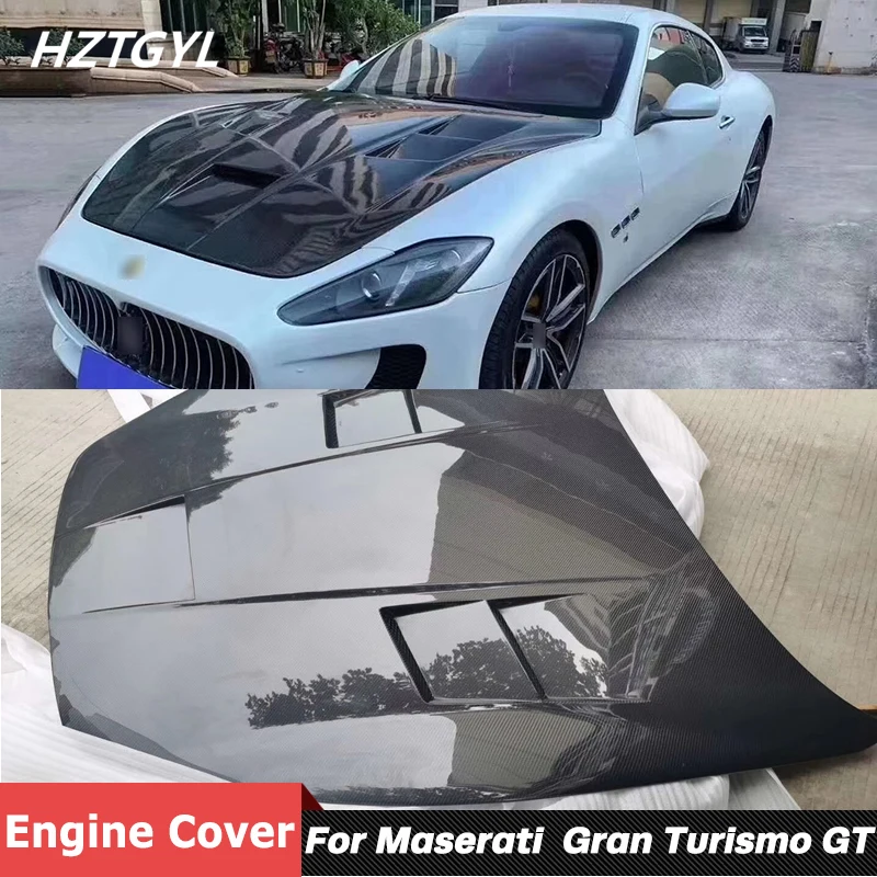 DM Style Carbon Fiber Or FRP Front Engine Cover Hood Bonnet For Maserati GT Gran Turismo Tuning