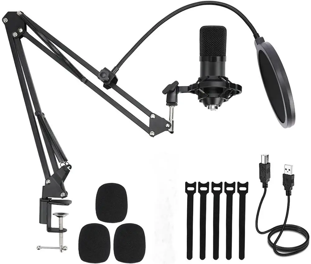 BM800 Professional Suspension Microphone Kit Live Broadcasting Recording Condenser Microphone Set for Computer Streaming Gaming