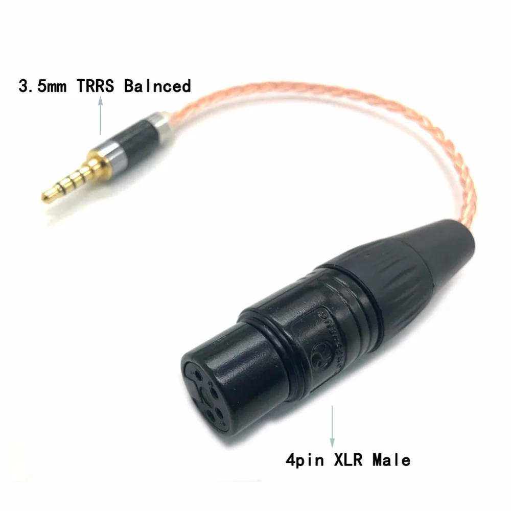 TOP-HiFi  8 Cores Single Crystal Copper 3.5mm TRSS Balanced Male to 4pin XLR Female Balanced Audio Adapter Cable