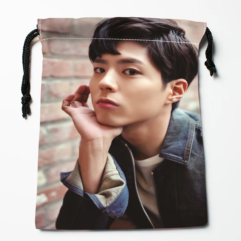 New Arrival Park Bo Gum Drawstring Bags Print 18X22CM Soft Satin Fabric Resuable Storage Storage Clothes Bag Shoes Bags