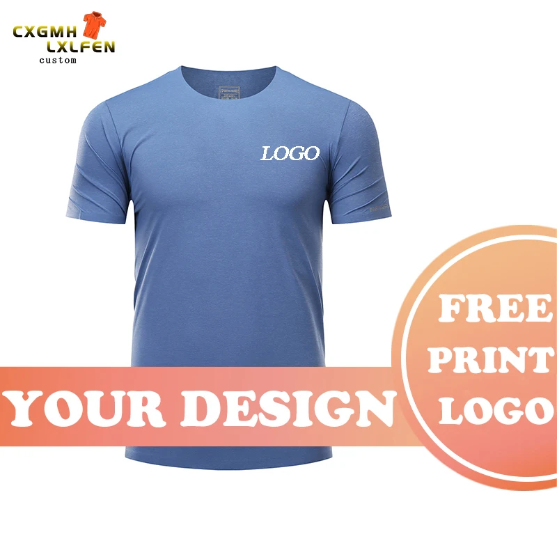 

Мужская летняя футболка 4 цветов, топ, высококачественный модный жаккардовый топ из спандекса с круглым вырезом и принтом логотипа на заказ, фирменный текст