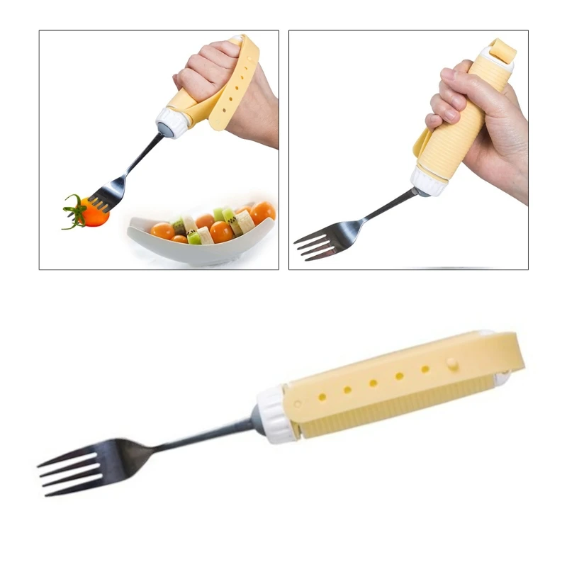 Arthritis Elderly Utensil Disabled Patient Eating Spoon Fork Rotating Tableware 23GA