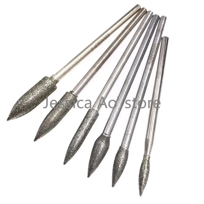 12pcs Long Bullet Shape 70mm Jade Carving Grinding Needle Torch Shap Diamond & CBN Abrasive Tools Boron Nitride Grinding Rod