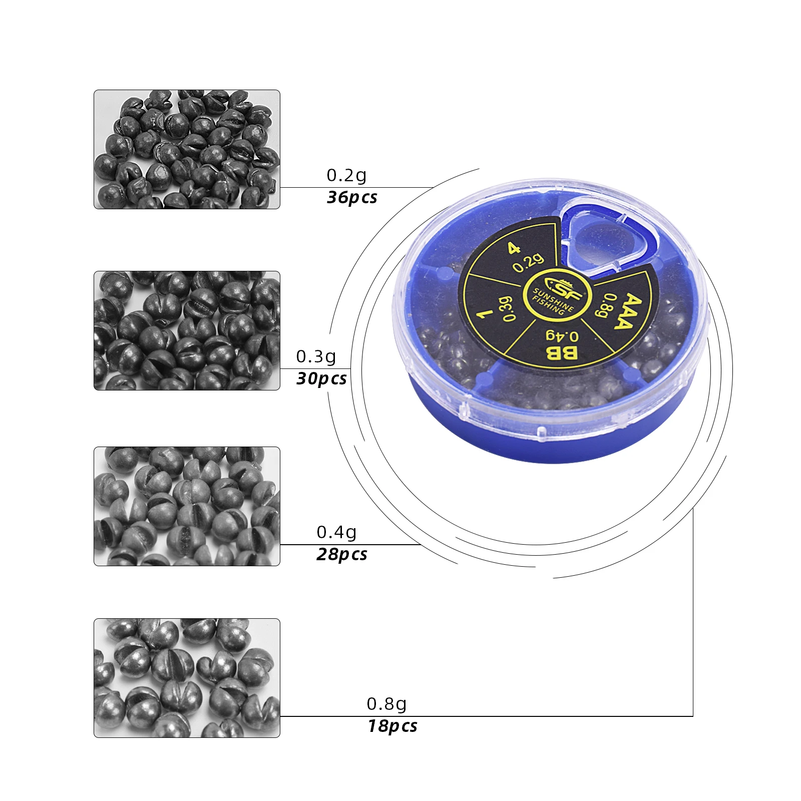 SF 0.2g-0.8g Micro Split Shot Lead Sinker Combo Removable Fly Fishing Ice Fishing Lead Sinkers Weights Fishing Tackle