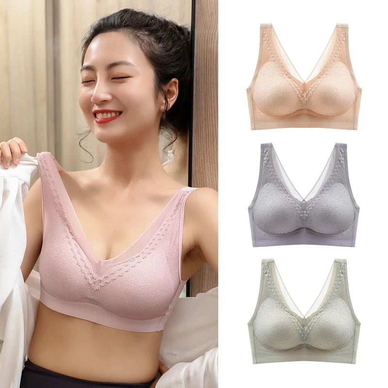 

Fan Sweet Comfortable 6.0 Latex Bra Seamless Women Underwear Gathers Bralette Lace Sling Beauty Back Push Up Brassiere