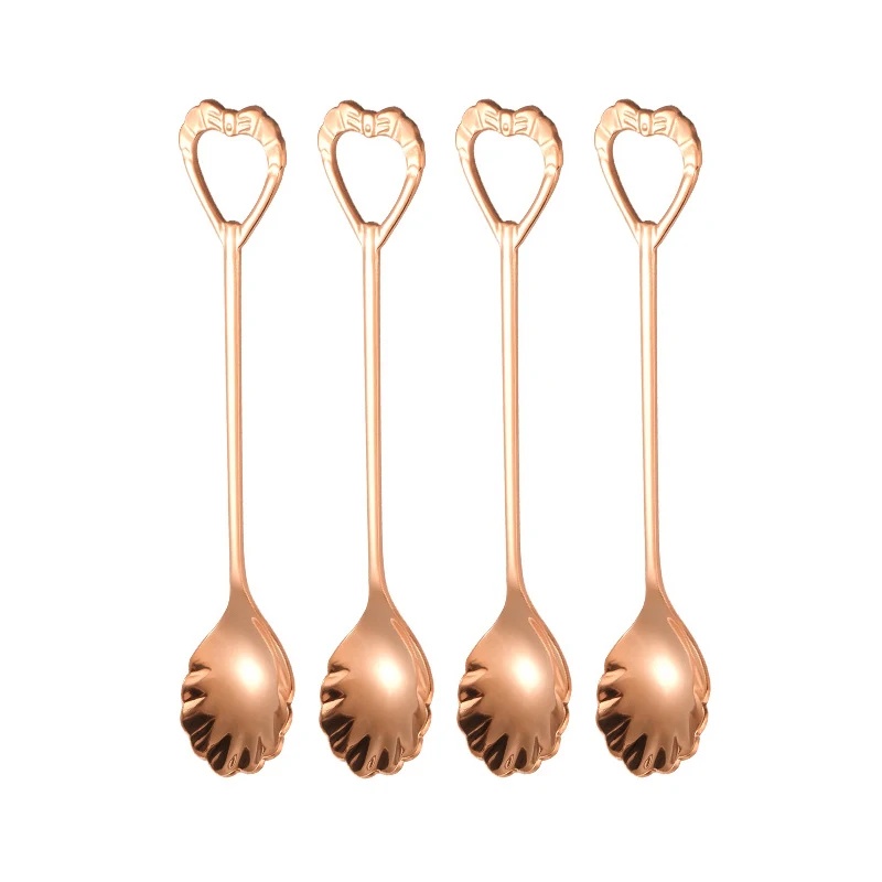 

4 Pcs/ Set Shell Coffee Spoon Creative 304 Stainless Steel Tea Spoon Cake Dessert Fruit Fork Stirring Mini Spoon Dropshiping