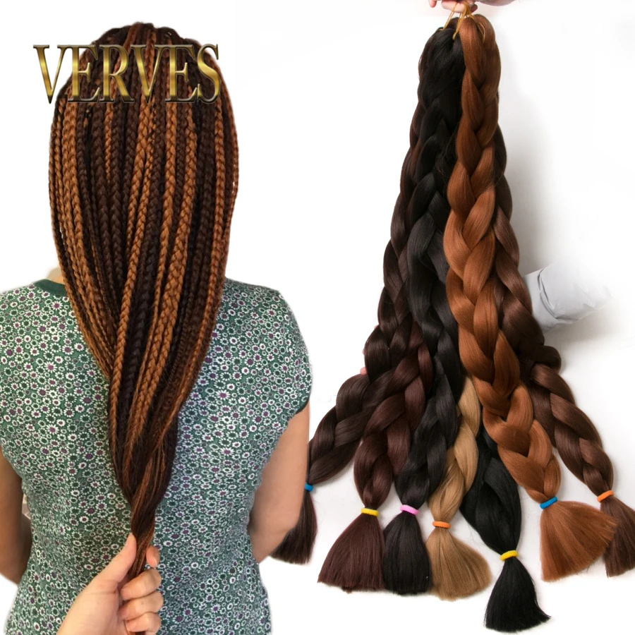 Sintetis Rambut Mengepang 82 Inch 165 G/pcs Warna Murni Braid Massal Rambut Afrika Gaya Crochet Rambut Ekstensi, verves Yaki Tekstur