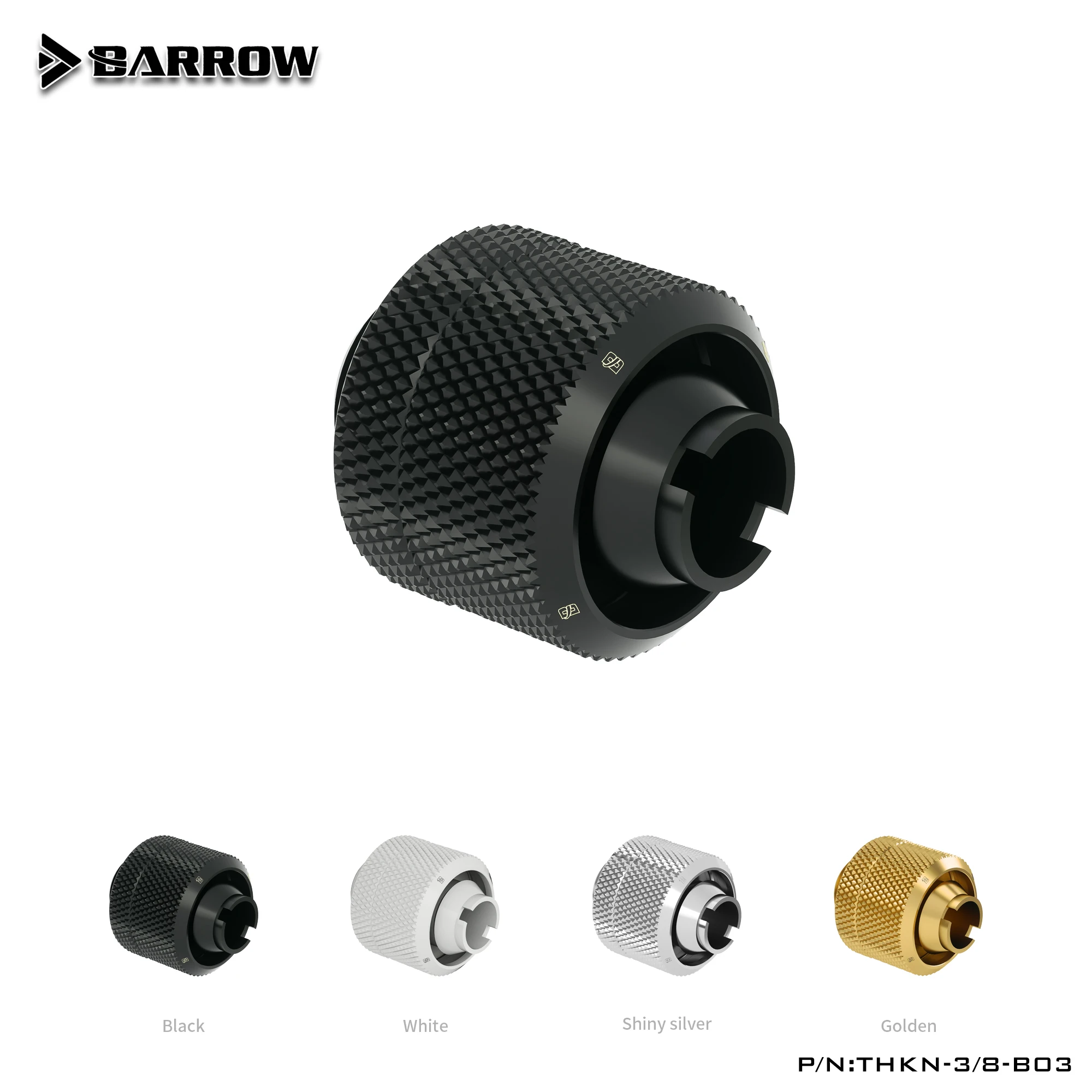 Barrow pc water cooling Fitting soft tube connector Sliding tubing Hand Twist for PVC pipe 9.5mm*12.7mm 3/8 THKN-3/8-B03