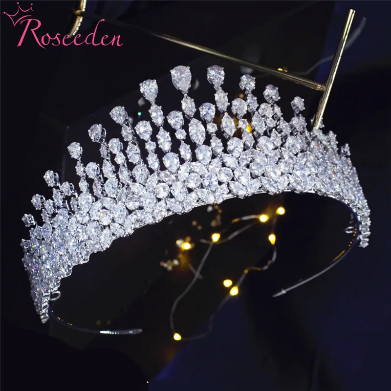 Crown Bridal Cubic Zirconia Tiara Wedding Head Wear Women's Dinner Party Hair Accessories RE4193