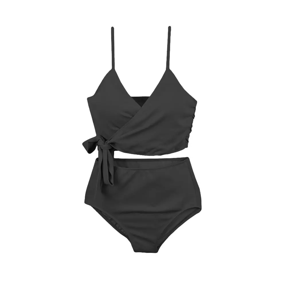 Two Piece Summer Women Lady Bow Bandage Bikini Set High Waist Swimsuit Swimwear