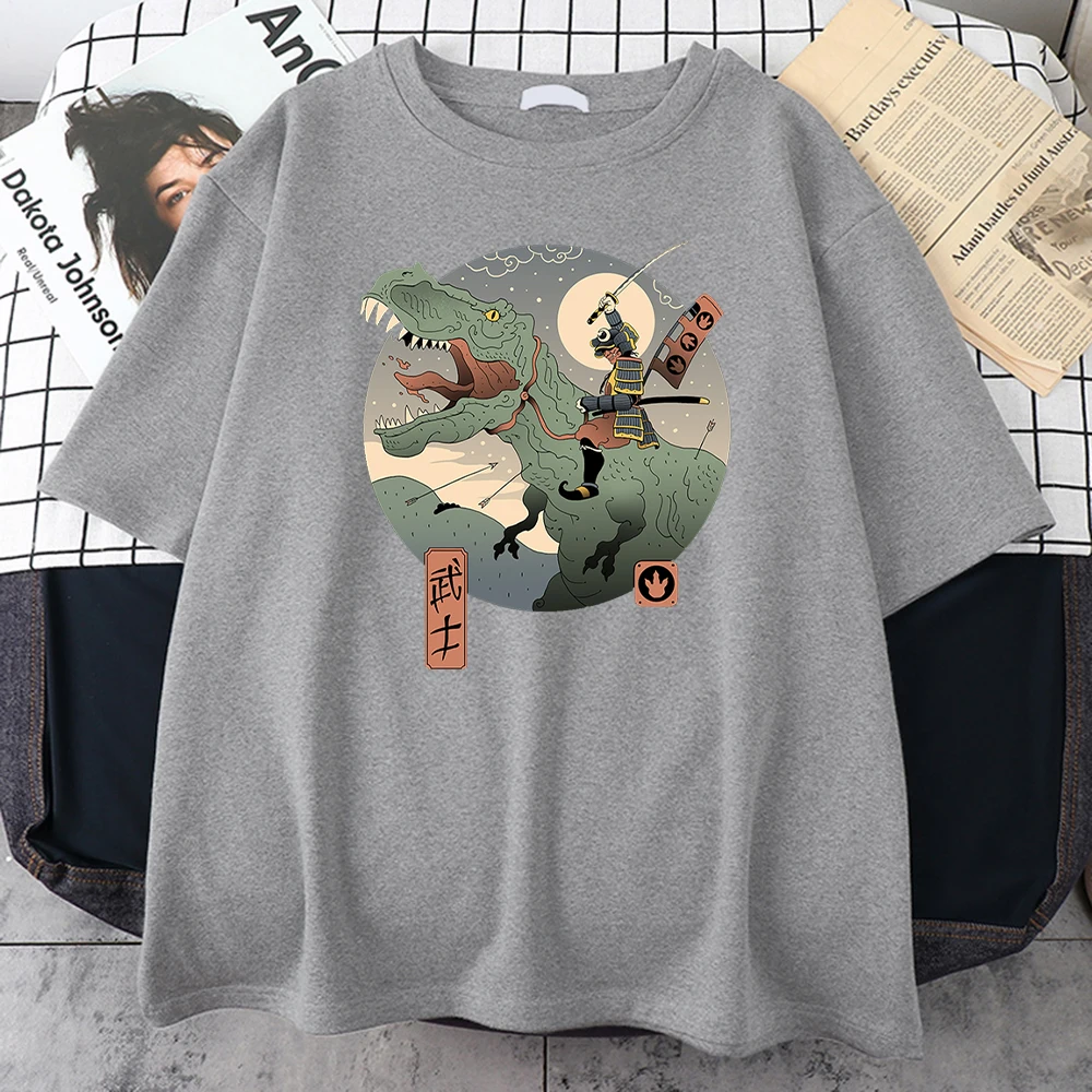 Dinosaur Personality Printing Japanese Man T Shirt Cartoon Character Tops High Quality Hip Hop Men T-Shirts Fashion Streetwear