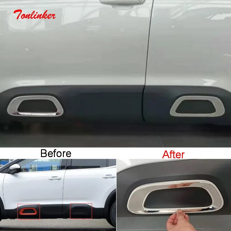 Tonlinker Exterior Door Edge Frame Cover Sticker for CITROEN C5 Aircross 2017-19 Car Styling 4 PCS Stainless steel Cover sticker