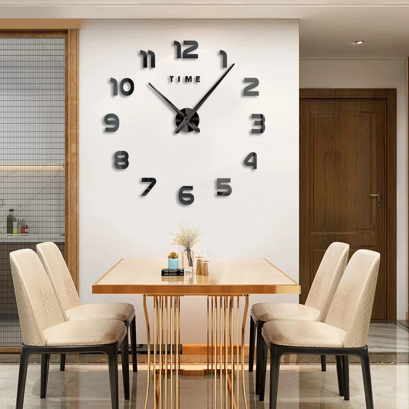 2021 Modern Design Large Wall Clock 3D DIY Quartz Clocks Fashion Watches Acrylic Mirror Stickers Living Room Home Decor Horloge