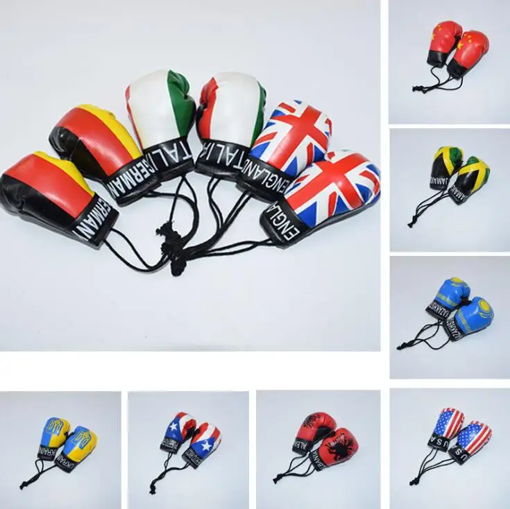 Auto Decoration Pendant National flag Boxing keychain Car Rearview Mirror Hanging Ornament Keyring For Car Accessories Interior