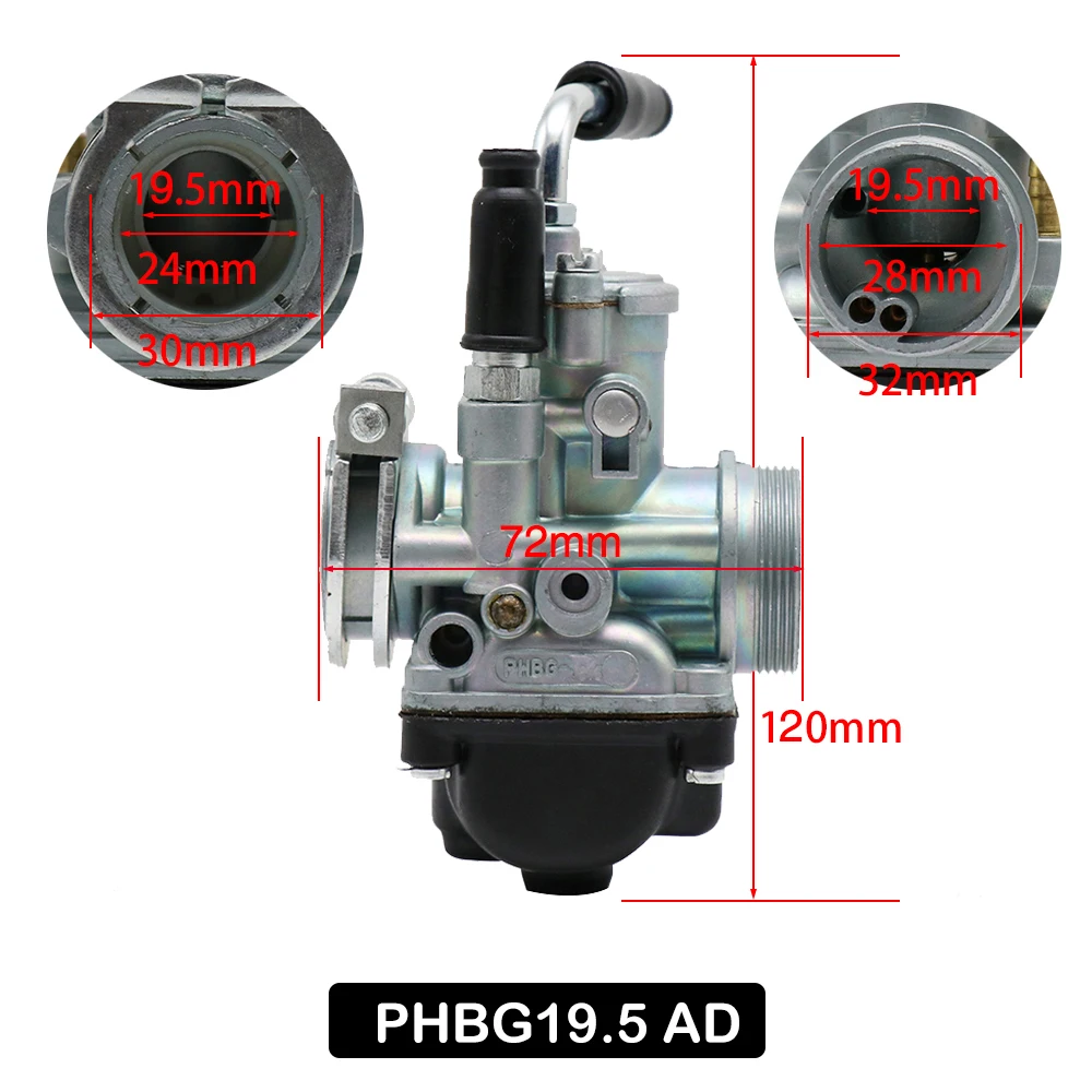 Alconstar- 17.5mm AD 19.5mm Dellorto Motorcycle Racing Carburetor Moped Scooter Hand Choke Carb Carburedor for Honda GY6 50CC