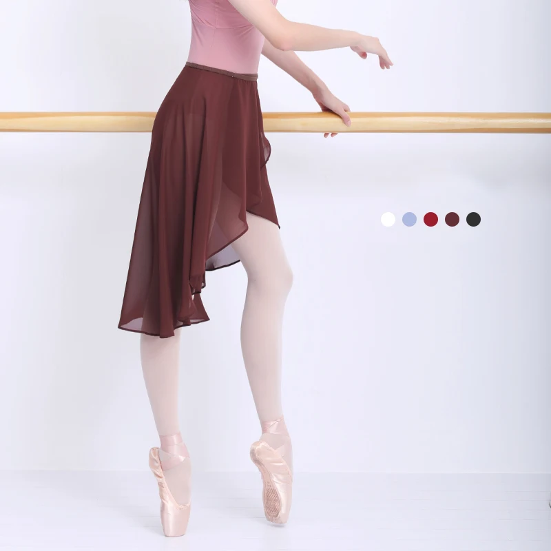 Women Ballet Skirts Chiffon Ballet Dress Tulle Skirt Black Polyester Dance Costumes Girls Adult Training Dress