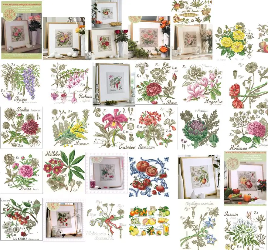 Counted Cross Stitch Kit, 100% Egypt Cotton, Flowers, Fruits and Vegetables Styles