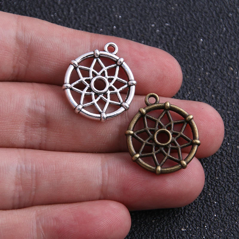10pcs 20*22mm New Two Color Small Dream Catcher Charms Pendants For DIY Jewelry Handmade Making Accessorie