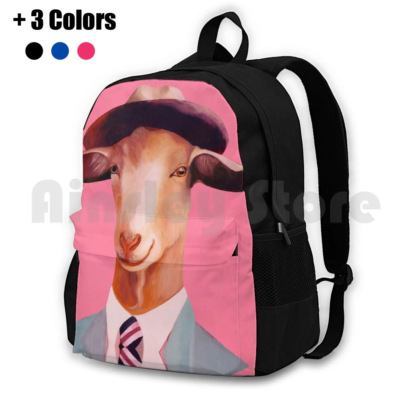 Billy Goat Pink Outdoor Hiking Backpack Riding Climbing Sports Bag Goat Pink Color Fashion Portrait Animal Game Trigger Billy