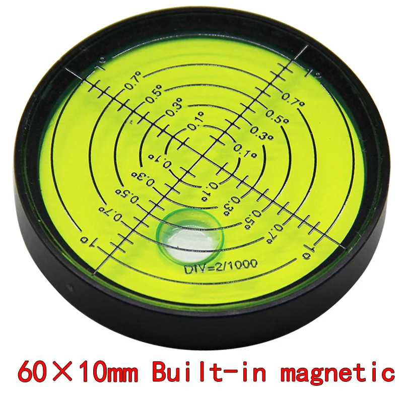 Medidor de Nível Circular Magnético de Alta Precisão Bolha 6010 Medidor de Nível de Metal Tamanho 60*10 mm