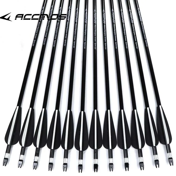 6/12Pcs 80cm Spine 500 Fiberglass Arrow OD 8mm with Changeable Arrowhead for 30-80lbs Compound Bow Recurve Bow  Archery Bow