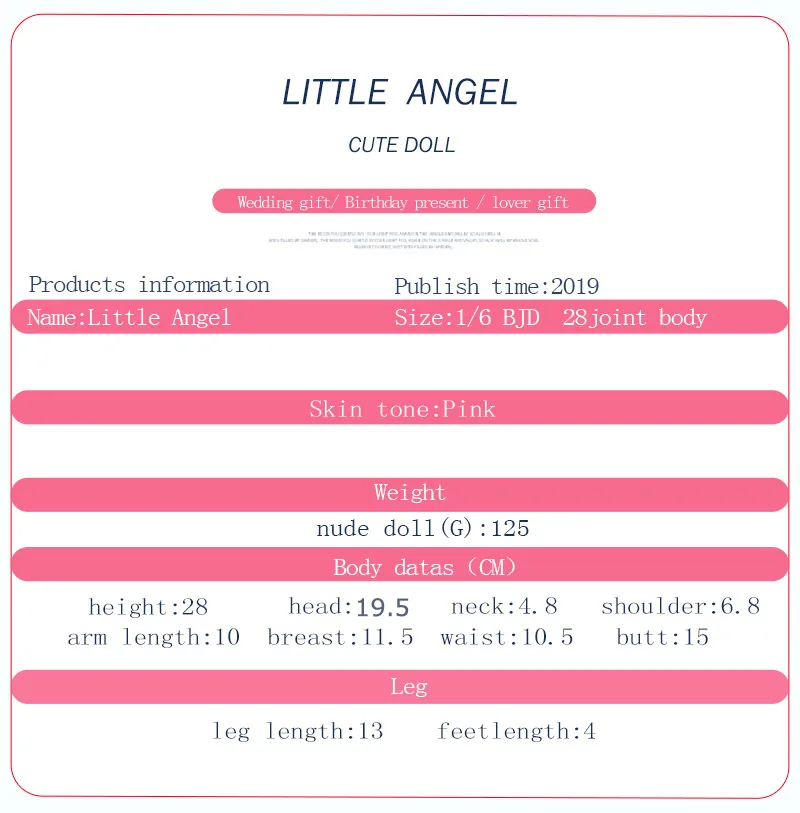 DBS DREAM FAIRY Puppe 1/6 BJD Name von Little Angel, mechanischer Gelenkkörper mit Make-up, inklusive Kopfhaut, Augen, Kleidung für Mädchen SD – Detail 3
