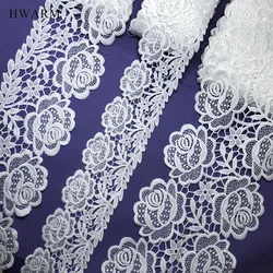 10yard Needlework Lace Fabric Ribbon White Rose Flower Dress Accessories DIY Milk Silk Water Soluble Embroidery Sewing Trim