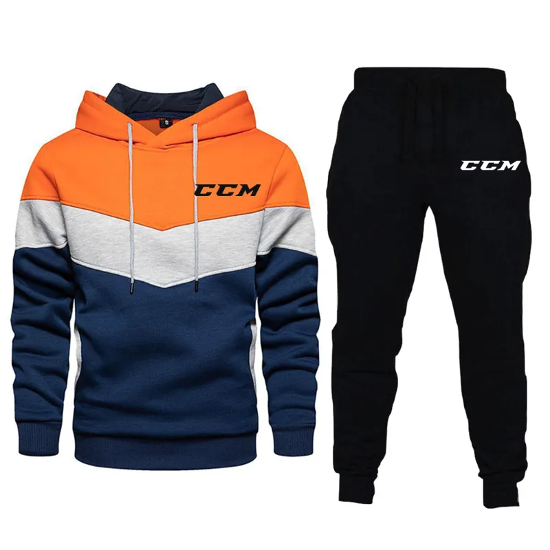 2022 ccm conjuntos de treino dos homens inverno hoodies calças 2 peça conjunto correndo com capuz marca dos homens moletom esporte corredores