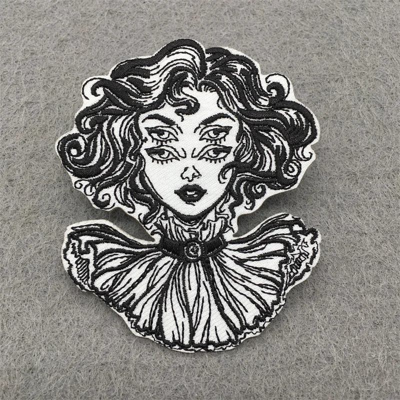 Gothic Witch Embroidery Patches on Clothes Diy Decoration Appliques for Clothing Iron on Patches Punk Badges Sewing Stripes