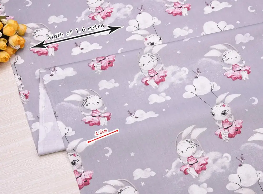 Rabbit Tri angle DIY Sewing Patchwork Quilting Fat Quarter Tecido Clothes Tilda For Sheet Textiles New Twill 100% Cotton Fabric