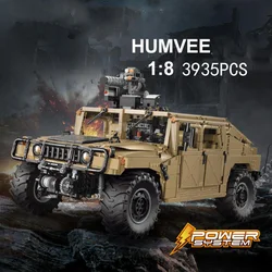 Modern Military Radio 2.4ghz Remote Control 4x4 1:8 Scale Armored Humvee Building Block Model Brick Rc Car Toy Collection