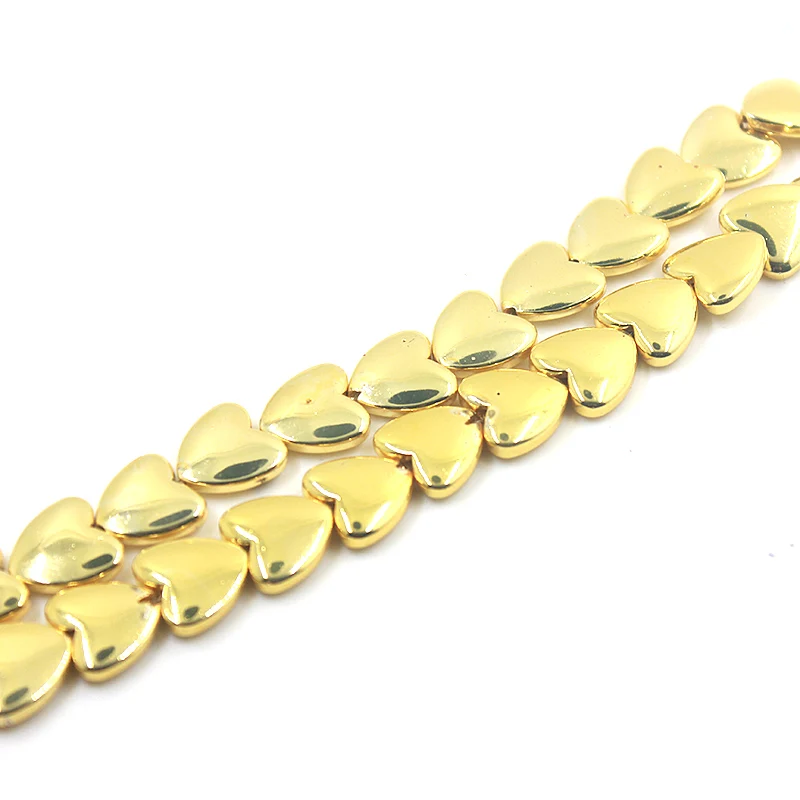 8mm12mm Color-coated Rose Gold Silver Color Hematite Love Heart Shape Loose Spacer Beads for Jewelry Making Bracelet CPHB1040