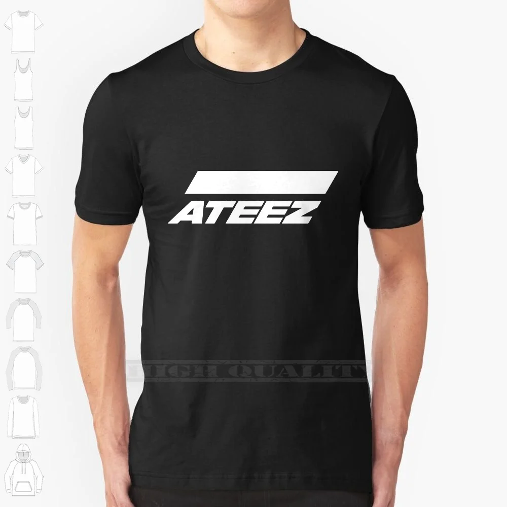 Ateez Logo ( White ) 100% Cotton T Shirt Ateez Kpop Ateez Logo White ???? Tee Short Sleeve Long Sleeve Gift