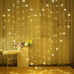 Cortina de borboleta luzes fadas 120led twinkle luzes da corda 8 modos luz natal para o casamento decoração festa quarto