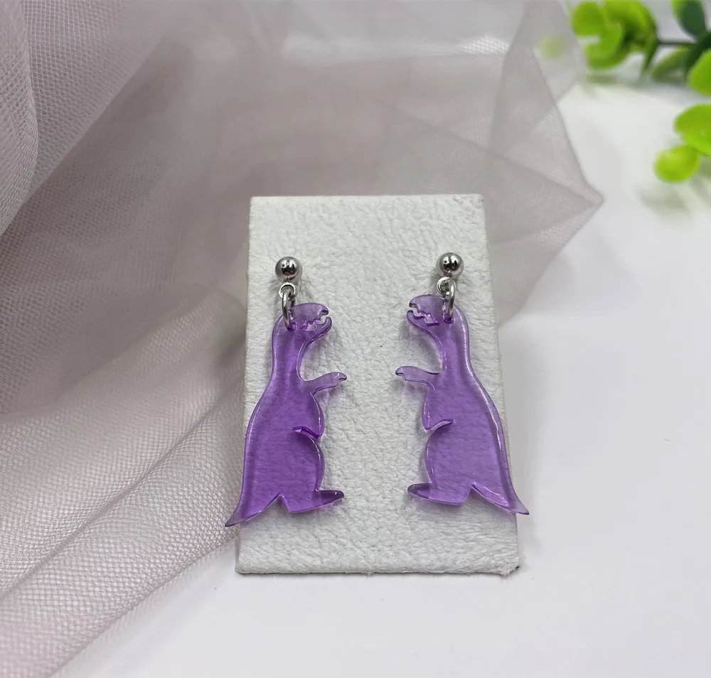 Cute Colorful Animal Acrylic Little Dinosaur Earrings for Girls Women Children Birthday Gift Lovely Jewelry