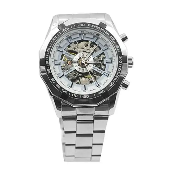 HOT！New Arrival Mens Watch Hand-Winding Skeleton Automatic Mechanical Stainless Steel Sport Wrist Watch Wholesale Dropshipping