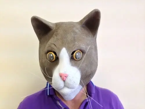 Cat Mask Full Head Latex Pussy House Cats Animal Masks Fancy Dress Costume