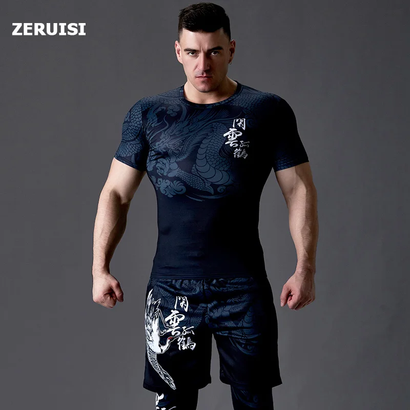 Men\'s Summer T-Shirt Shorts Suit Sportswear + Shorts Suit Beach Men\'s Training Suit Fitness Sportswear Gym Sportswear