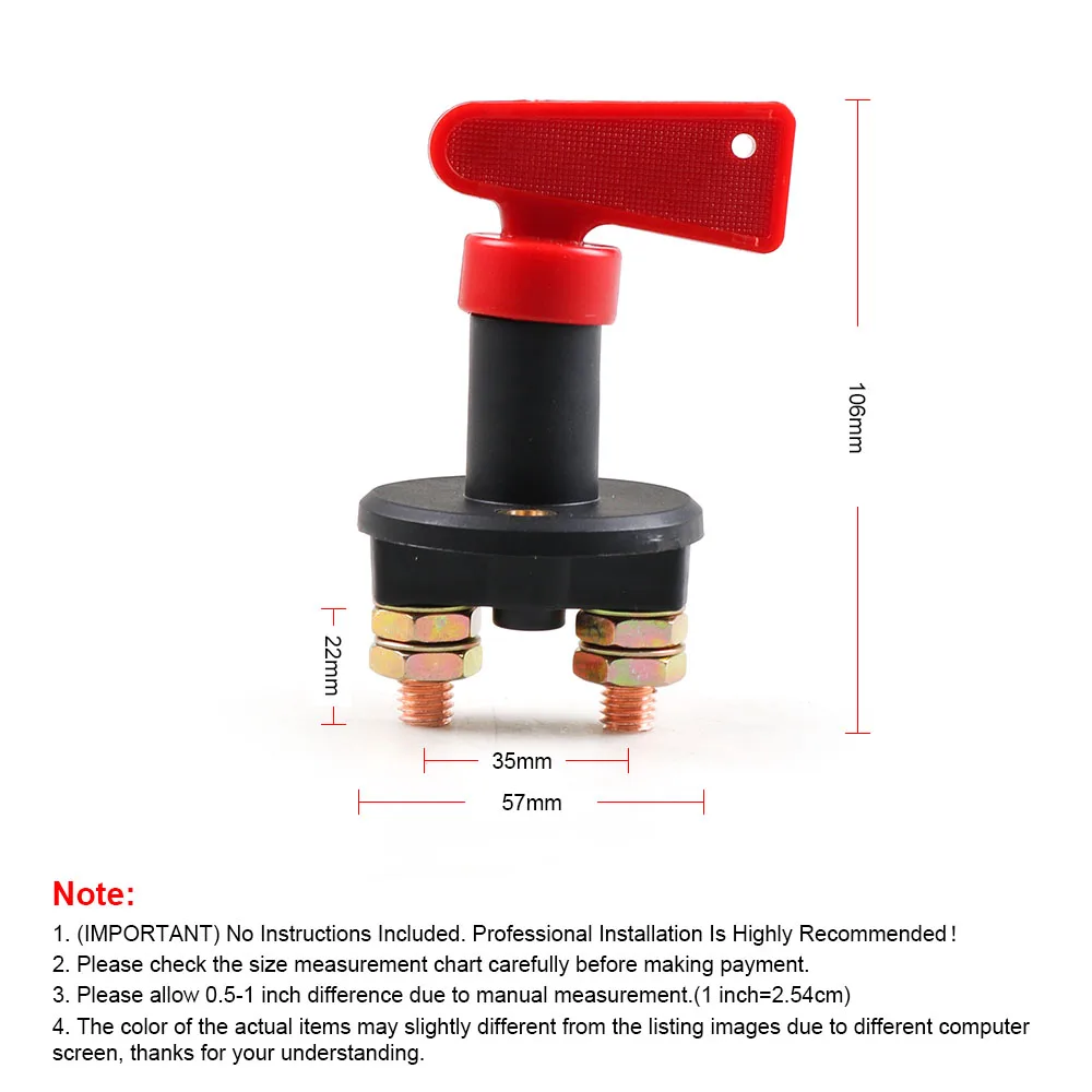 12V 24V Disconnect Battery Isolator Cut Off Kill Switch With Removable Key For Car Marine Truck Boat