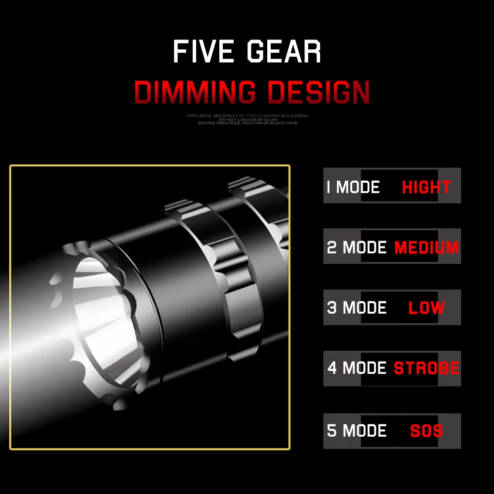 100000LM Ultra Bright Tactical Flashlight LED Scout L2 Hunting Fishing Light USB Rechargeable Waterproof Torch 5 Modes by 18650