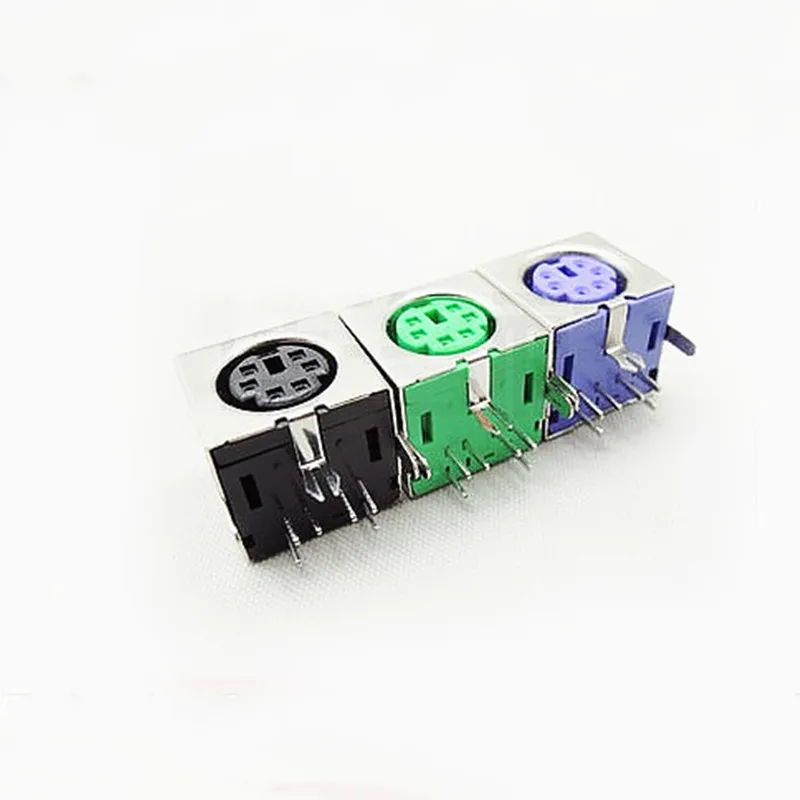 10pcs Keyboard socket Black/Green/Purple 6 Pins PS/2 PS 2 Female Socket Jack Connector