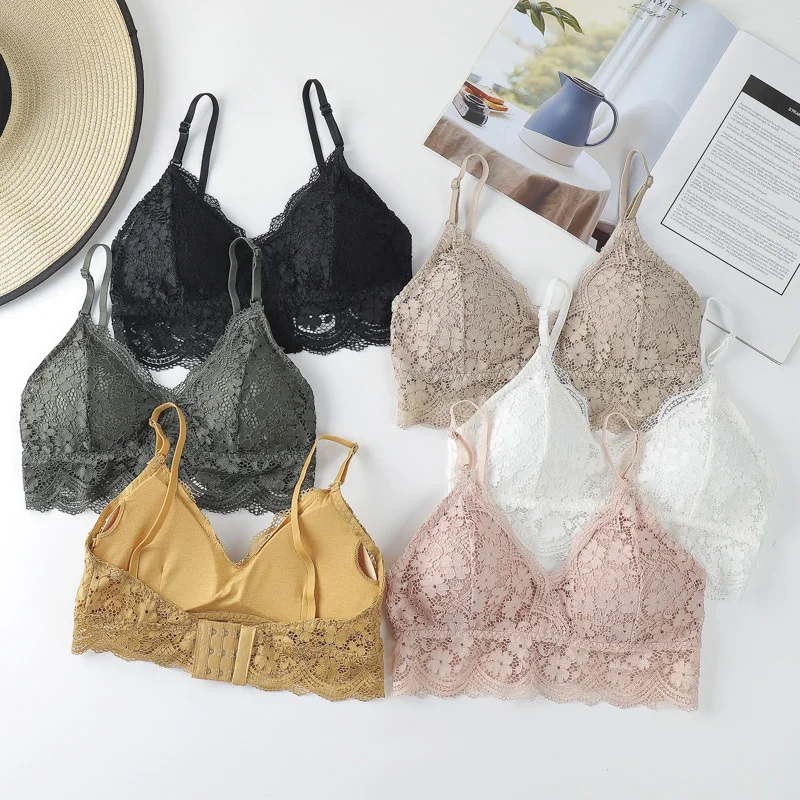 

Floral Lace Bras for Women Beauty Back Underwear Female Wire Free Lace Bralette Push Up Bra Brassiere Sexy Lingerie