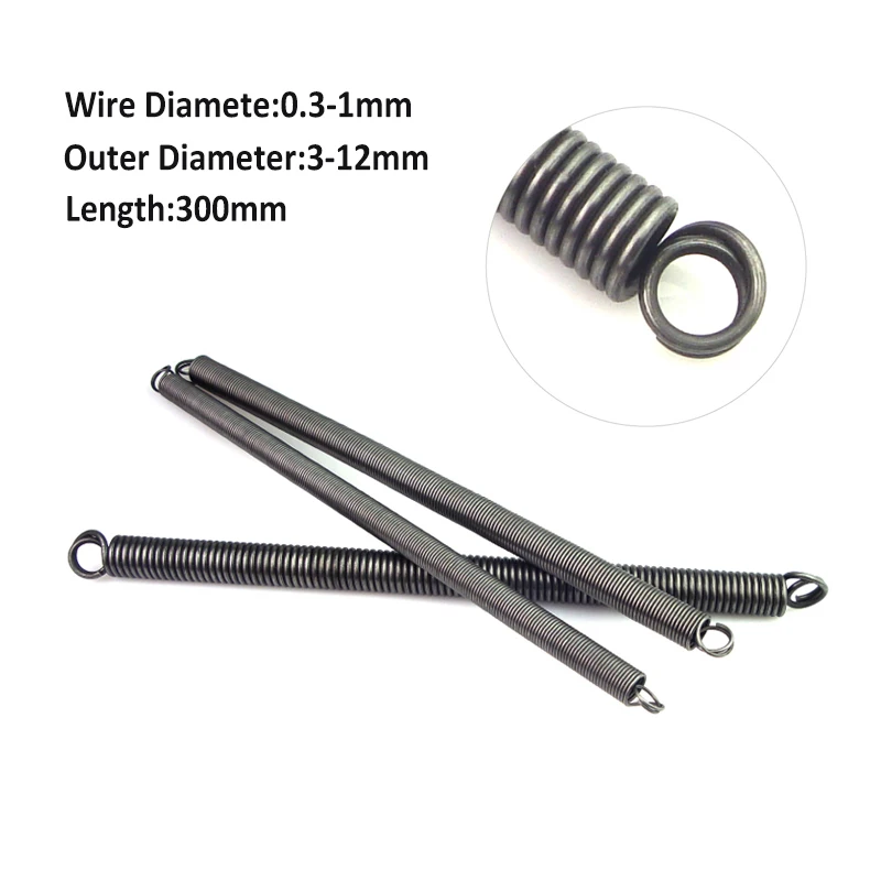 1Pcs Extension Springs with Loop Ends Tension Expanding Spring Double Loop Wire Dia0.3-1mm OD3-12mm L300mm