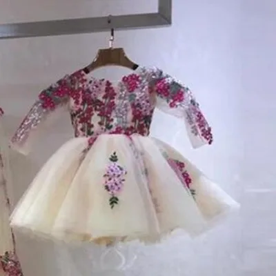 Robe De soirée mère et fille, à fleurs, manches longues, robes De bal formelles, arabie saoudite, 2021