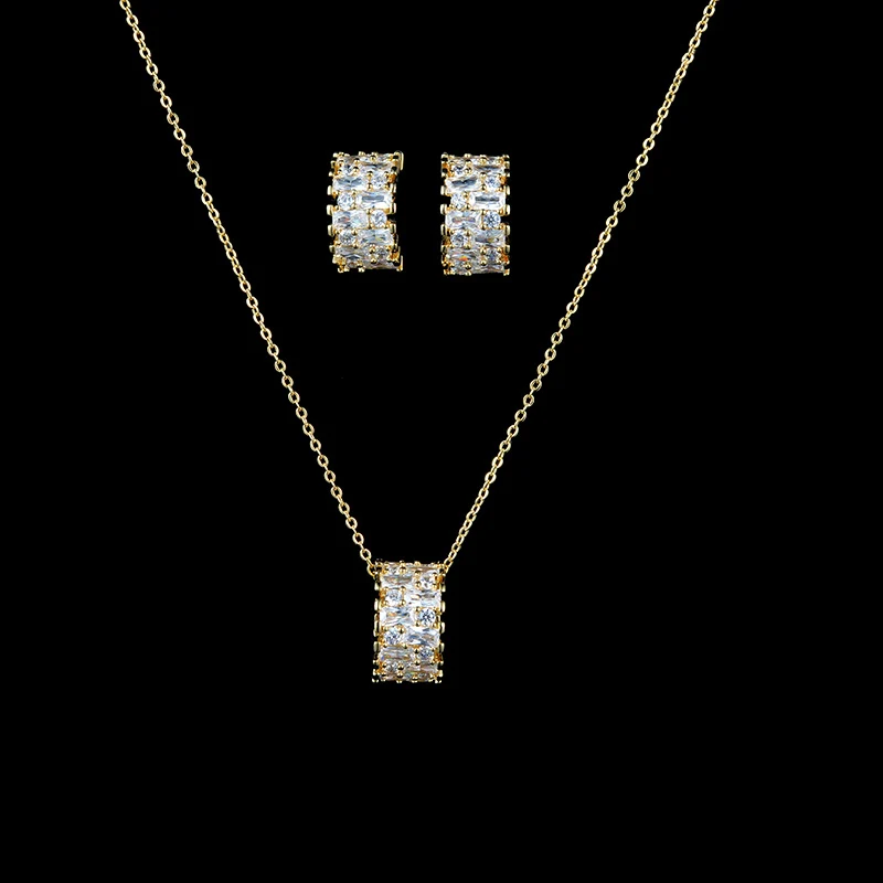 Jewelry Sets HADIYANA Necklace Earring Set For Women Simple Elegant Party Gift Zircon Novel Design CN1013 Haar Sieraden Bruiloft