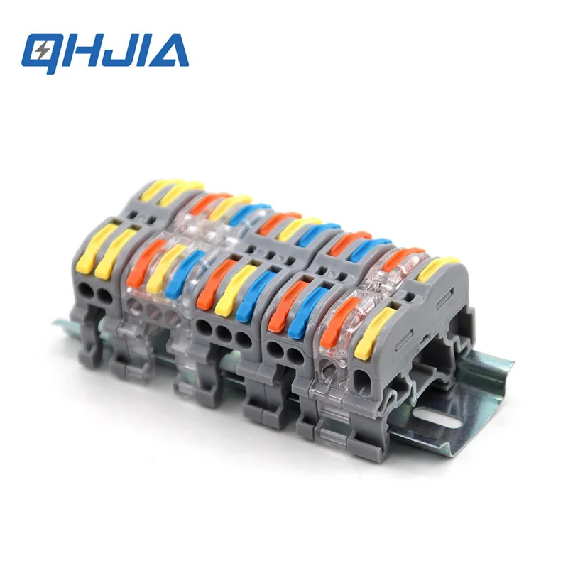 Wire Electrical Din Rail Connectors Fast Universal Compact Conductor Wiring Cable Connector LED Push-in Butt Terminal Block 2Pin